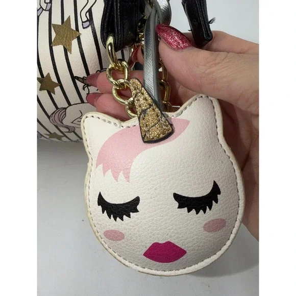 Luv Betsey by Betsey Johnson Unicorn Striped Crossbody Bag with Unicorn Charm - Picture 4 of 9